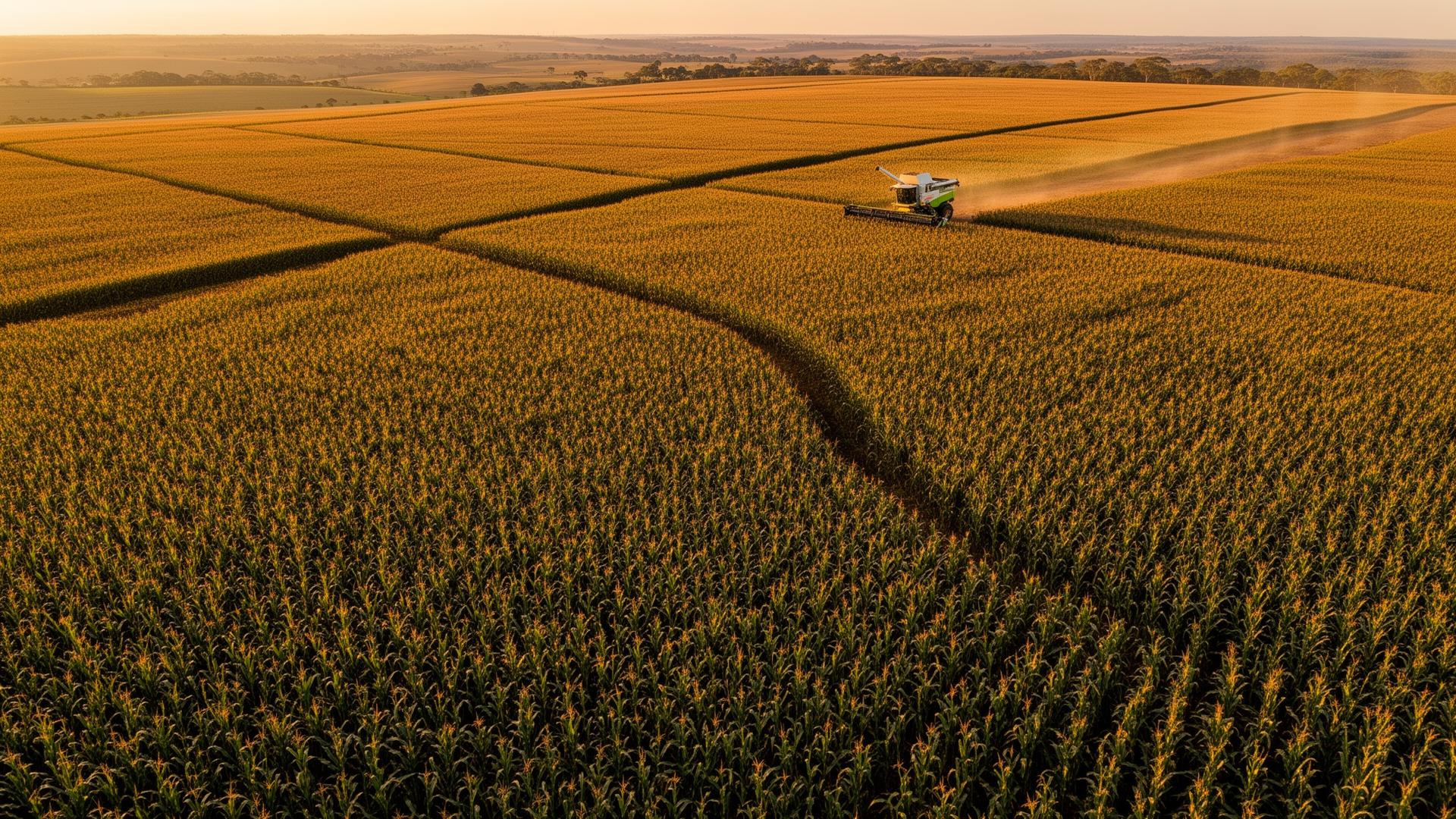 Vista aérea de lavoura no agronegócio brasileiro